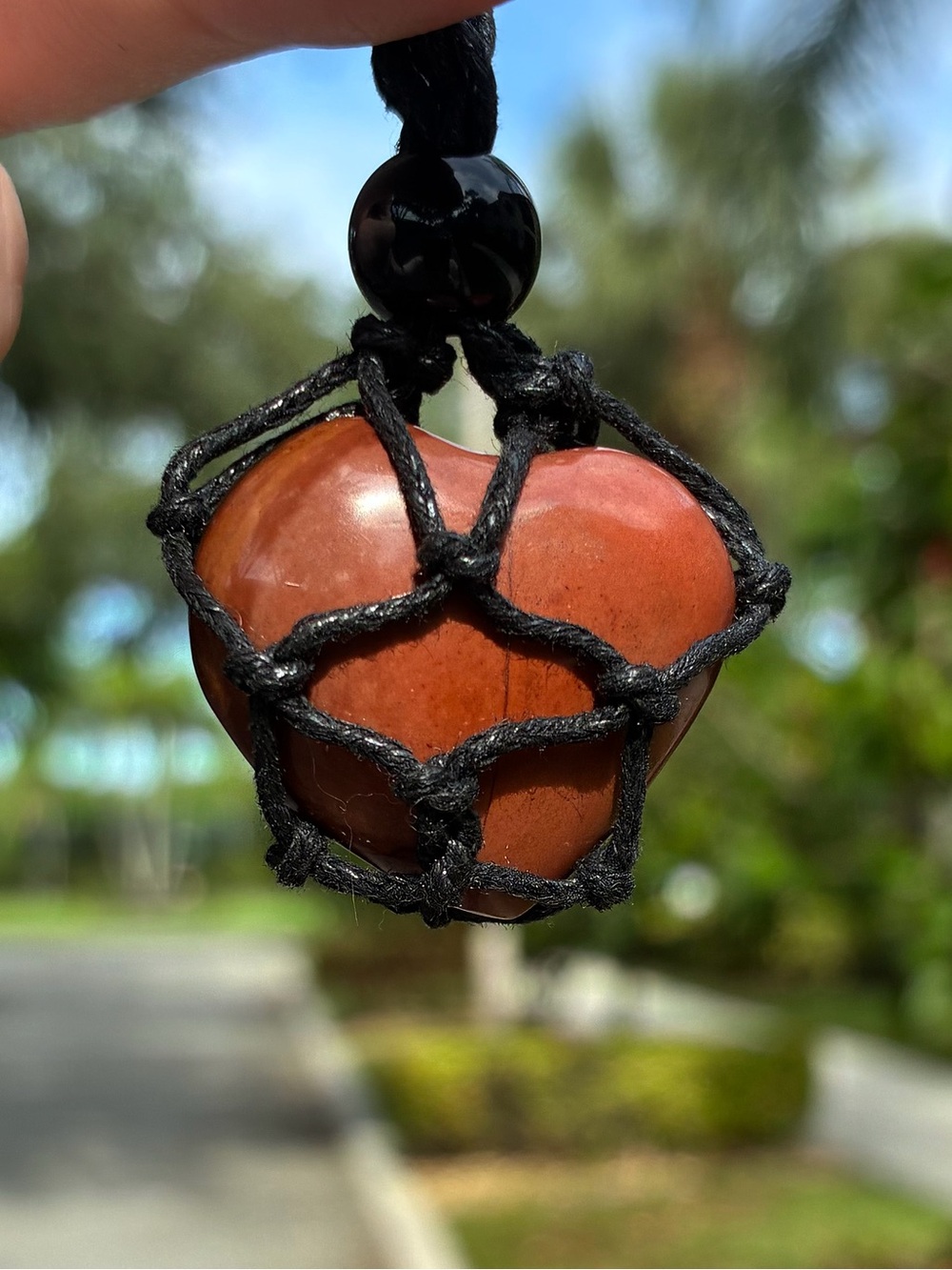 Polychrome Jasper Heart Handwoven Macramé Necklace - Picture 2 of 8